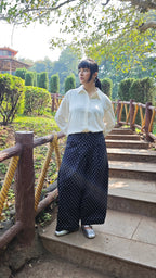 Really Wide Pants Cropped 'Black Polka'