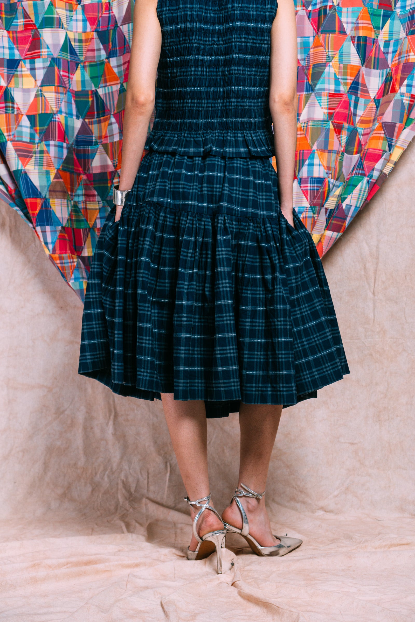 Tiered Skirt 'Navy Checks'