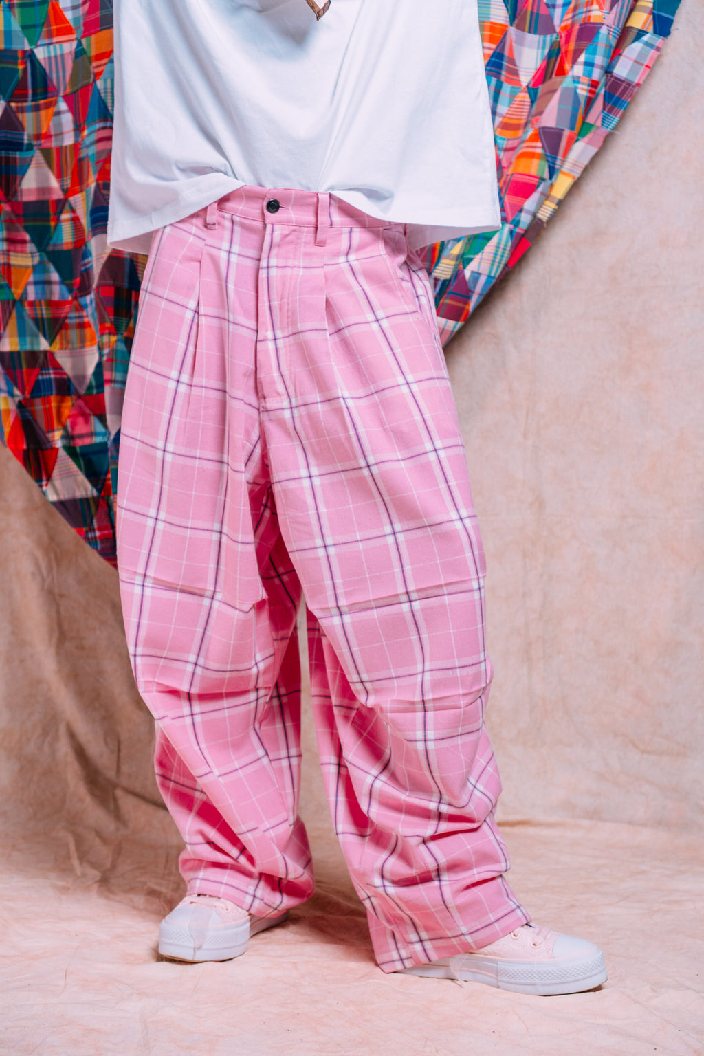 Balloon Pants 'Bubblegum Plaid'