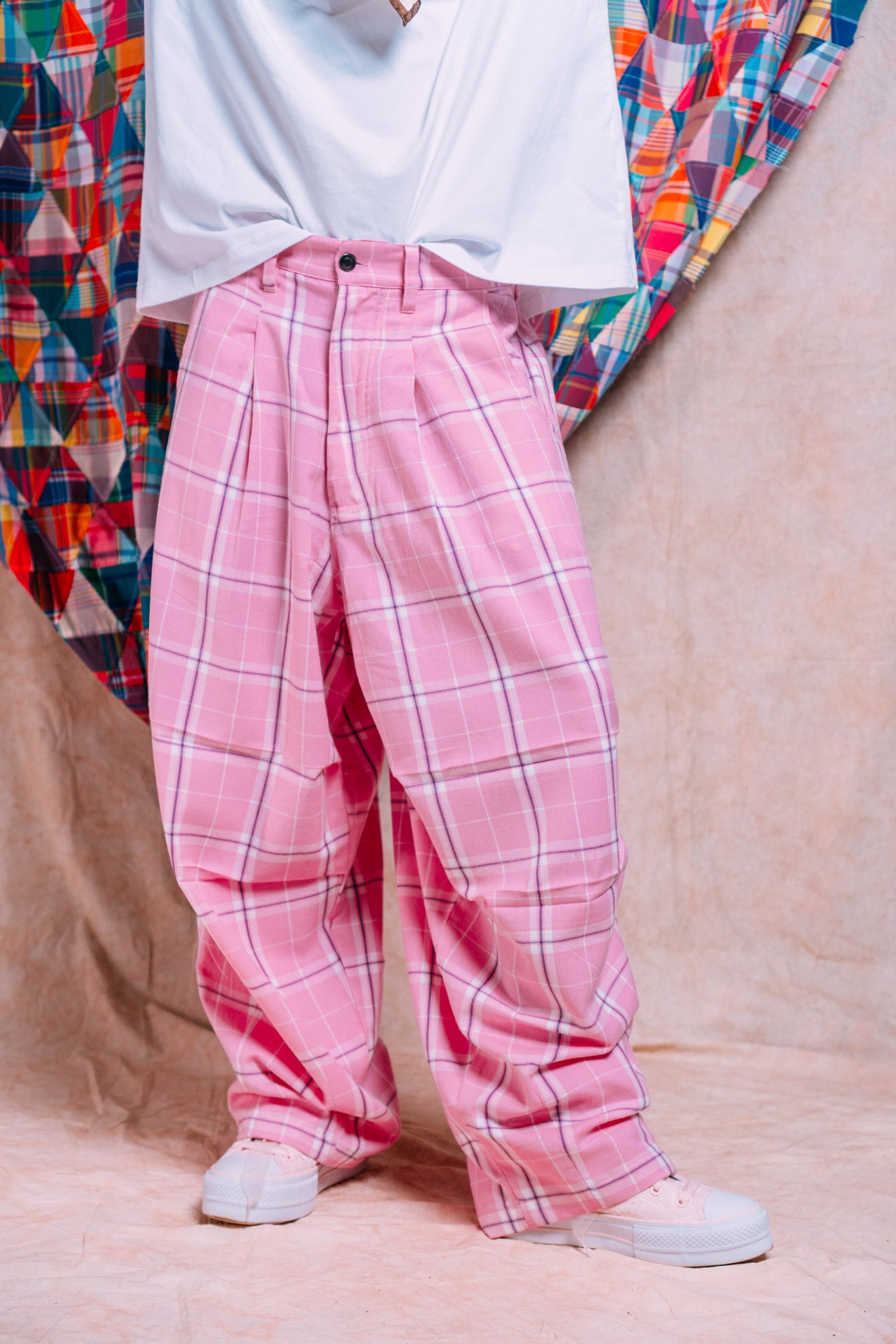 Balloon Pants 'Bubblegum Plaid'