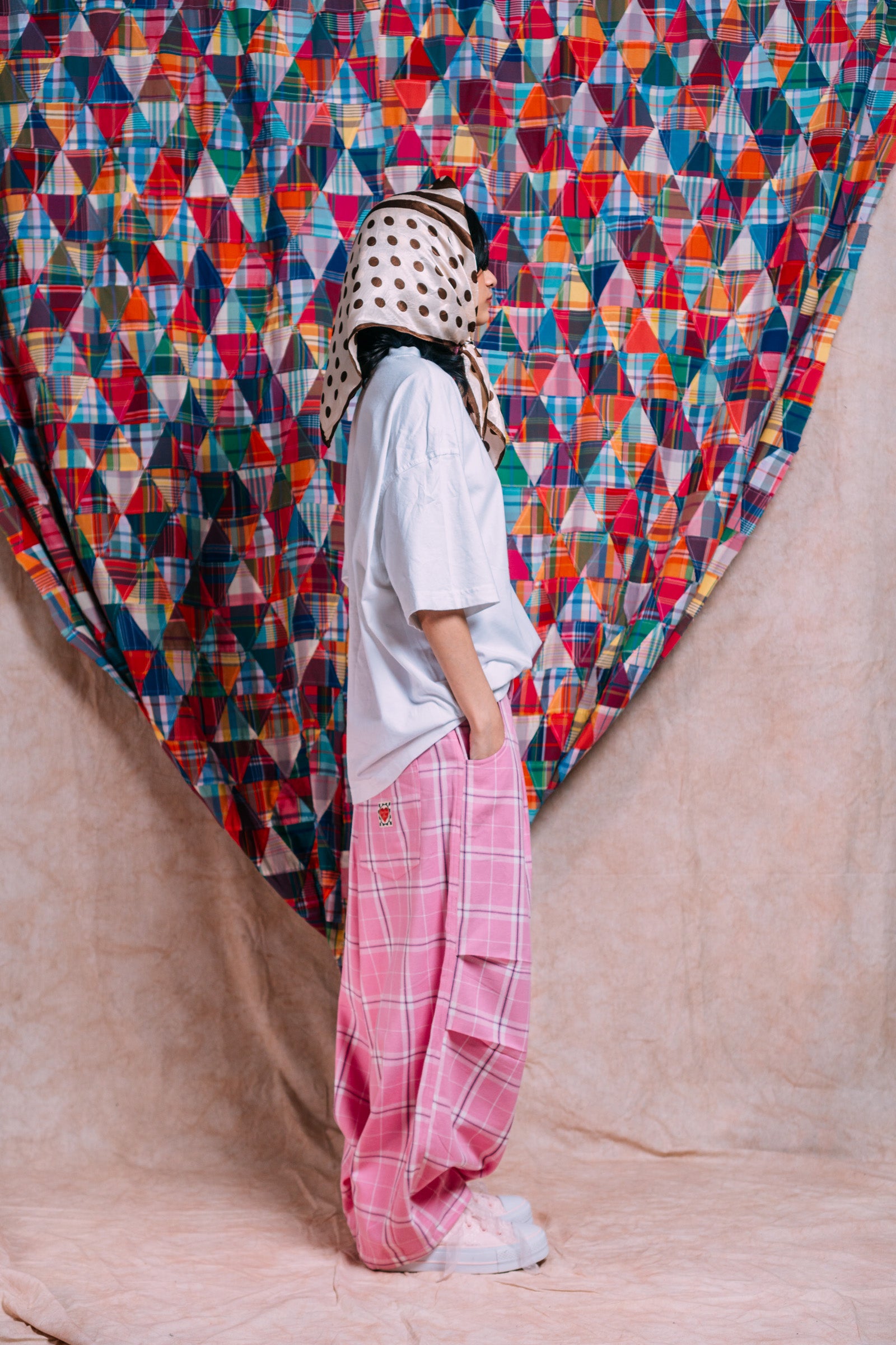 Balloon Pants 'Bubblegum Plaid'