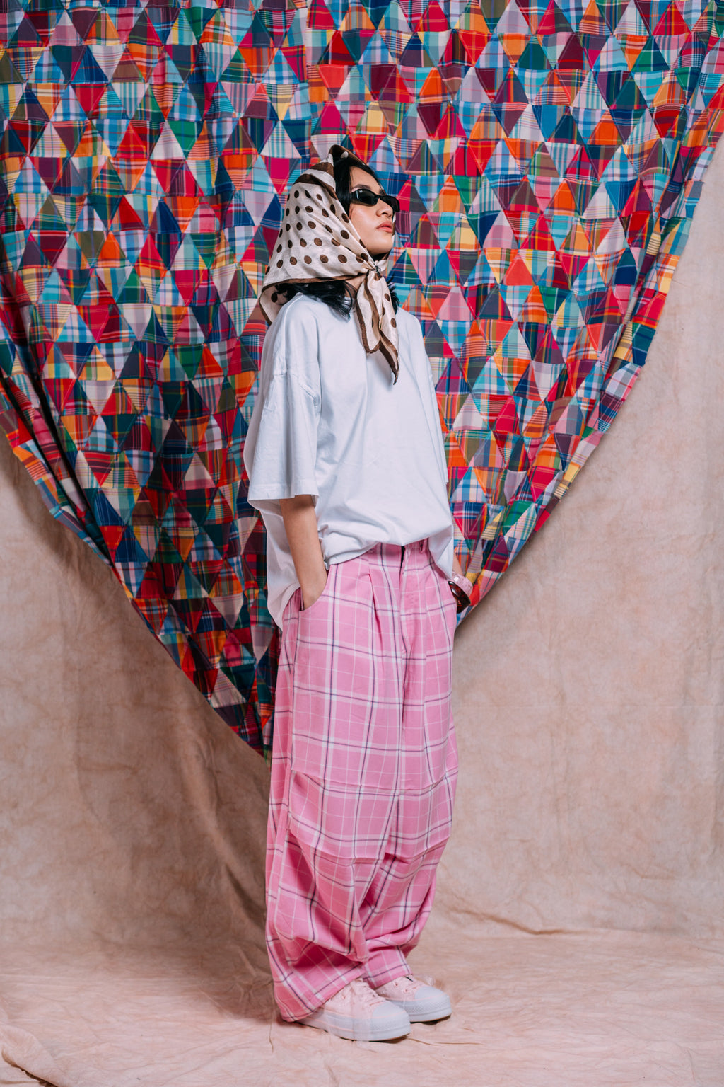 Balloon Pants 'Bubblegum Plaid'