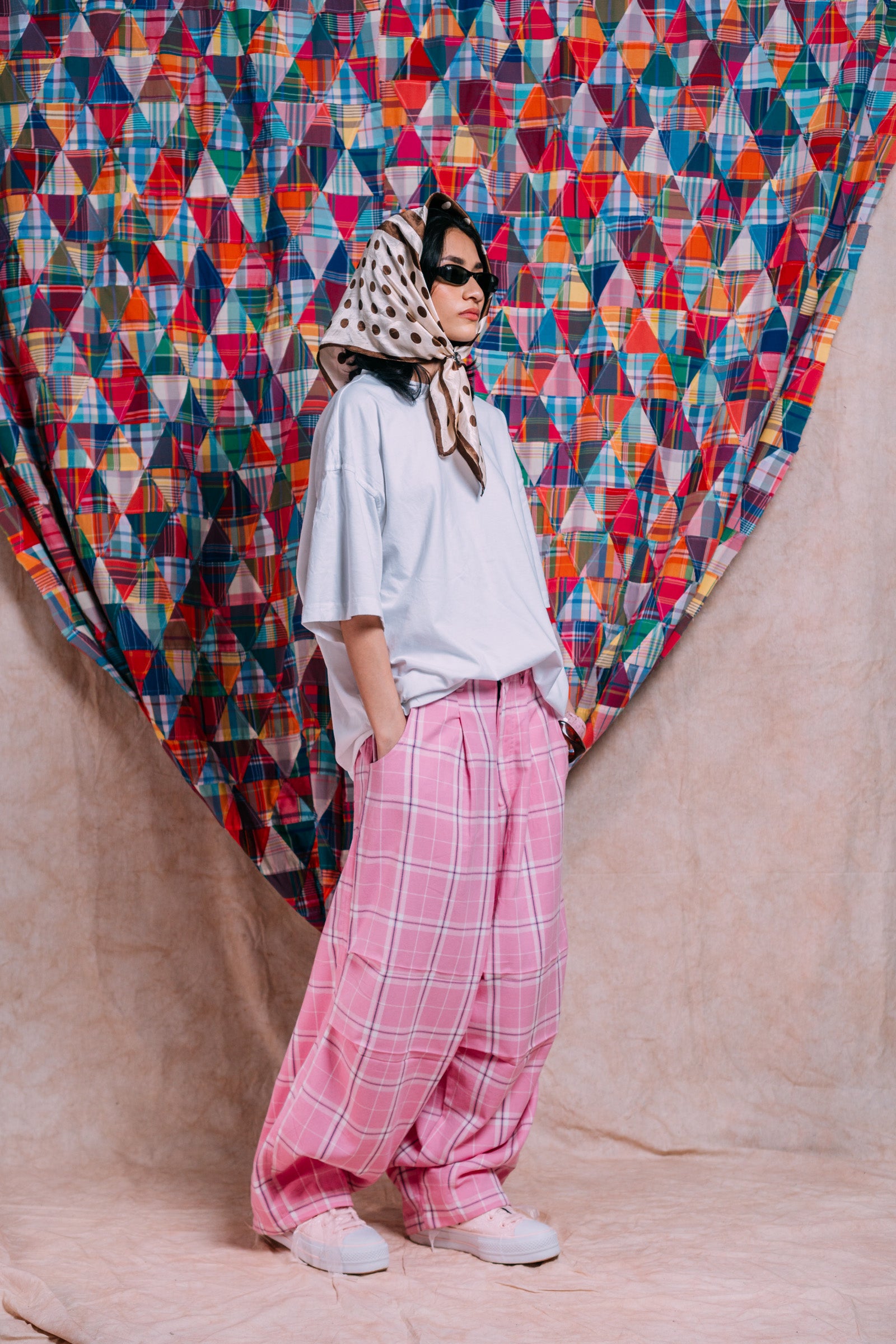 Balloon Pants 'Bubblegum Plaid'