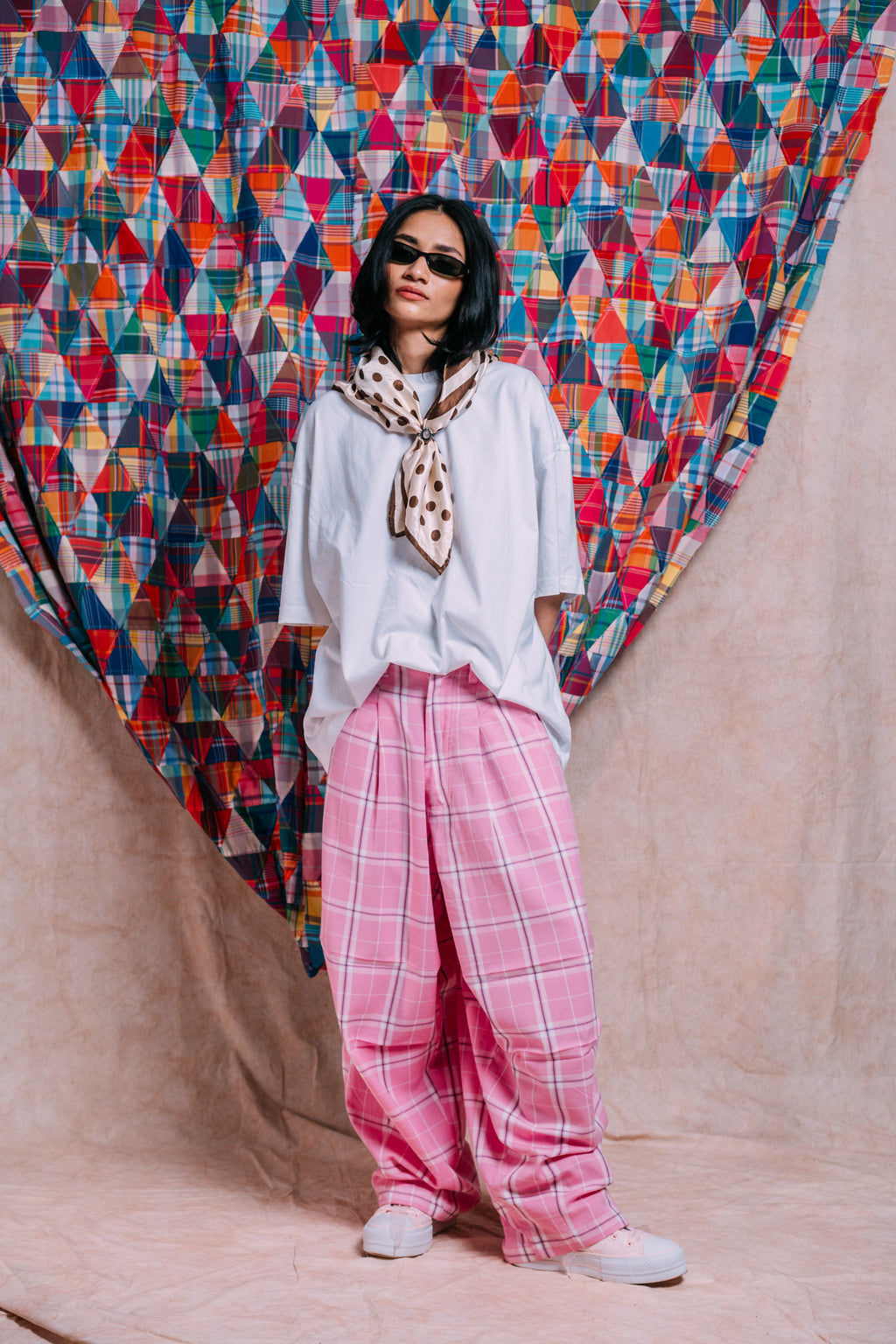 Balloon Pants 'Bubblegum Plaid'