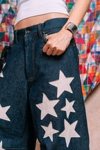 I'm A Star Horseshoe Jeans 'Ecru Star Patchwork'
