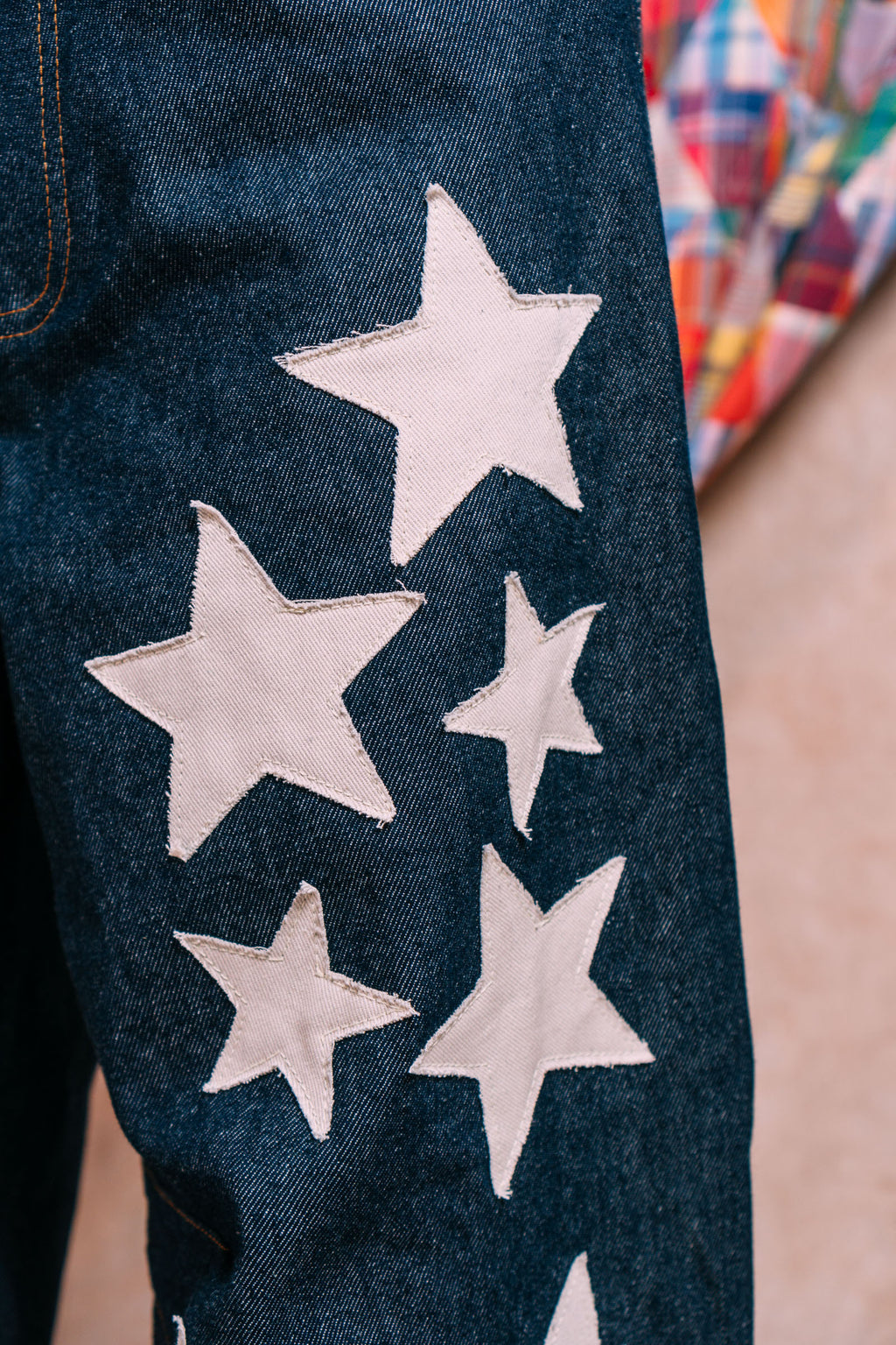 I'm A Star Horseshoe Jeans 'Ecru Star Patchwork'