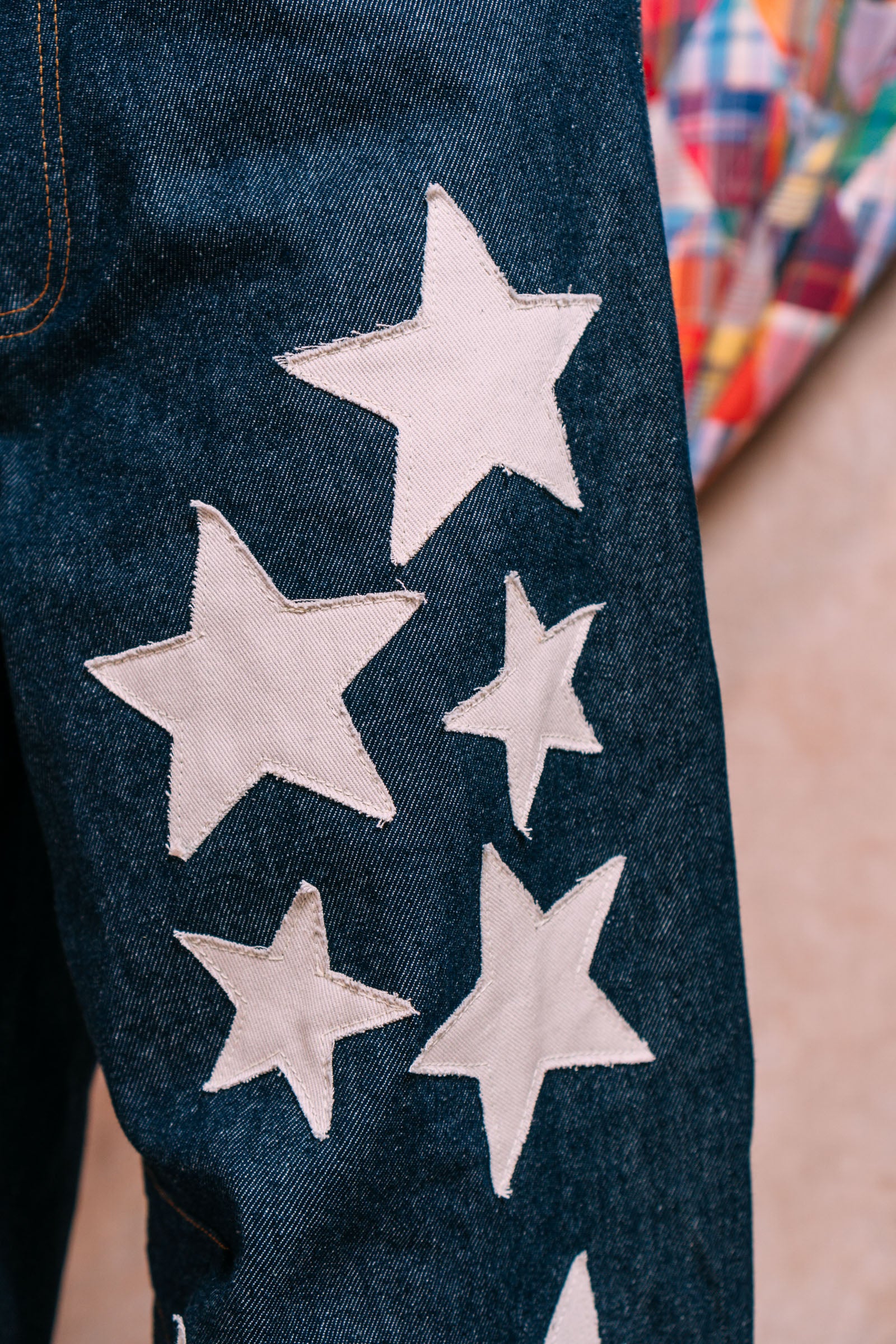 I'm A Star Horseshoe Jeans 'Ecru Star Patchwork'