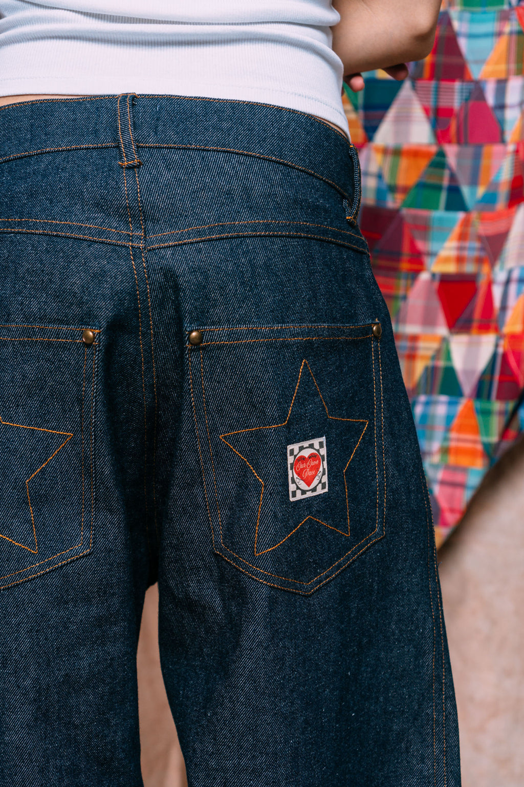I'm A Star Horseshoe Jeans 'Ecru Star Patchwork'