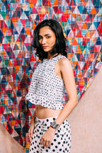 Ruched Top 'Black Polka Dots'