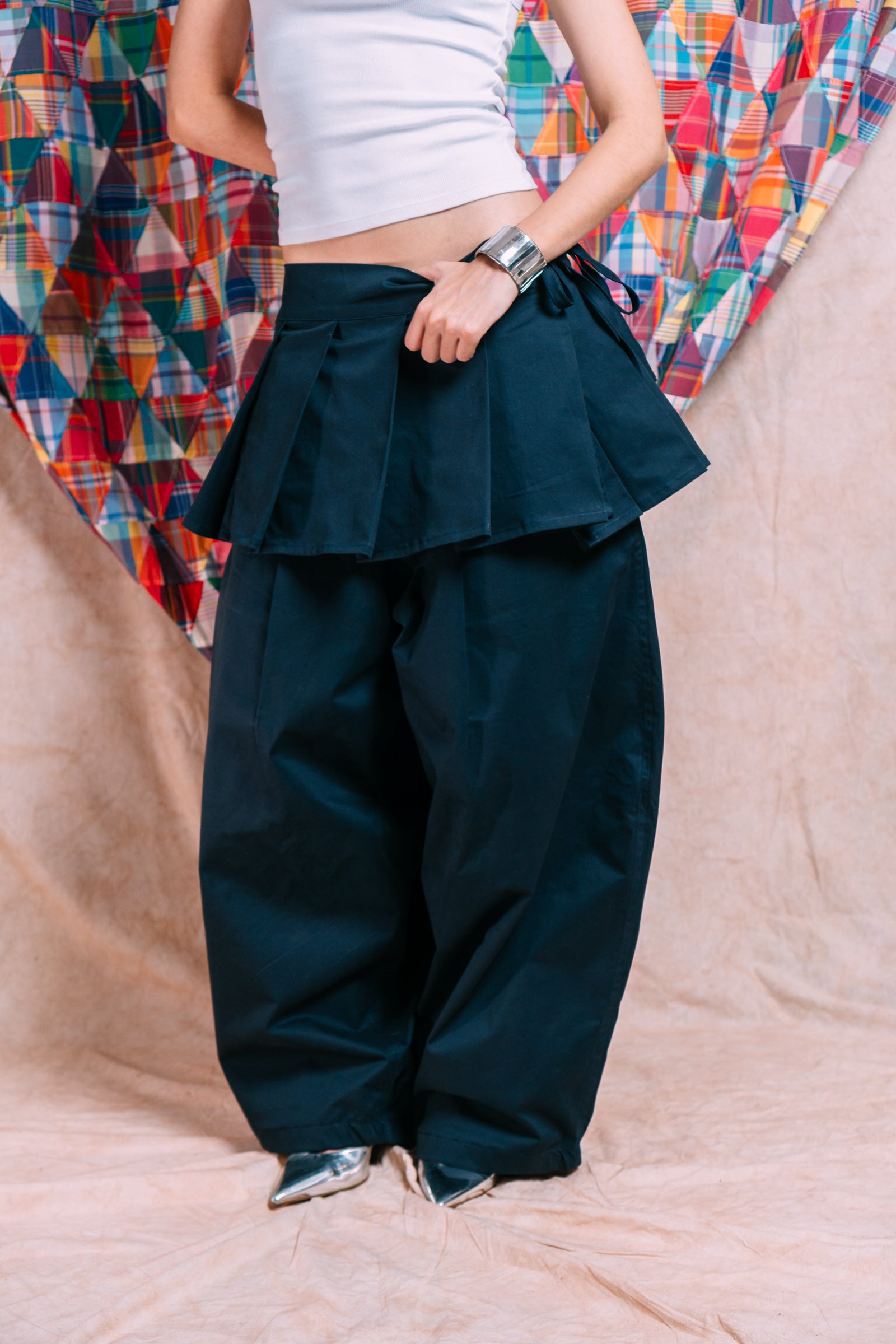 Really Wide Pants with Skirt 'Navy Twill'