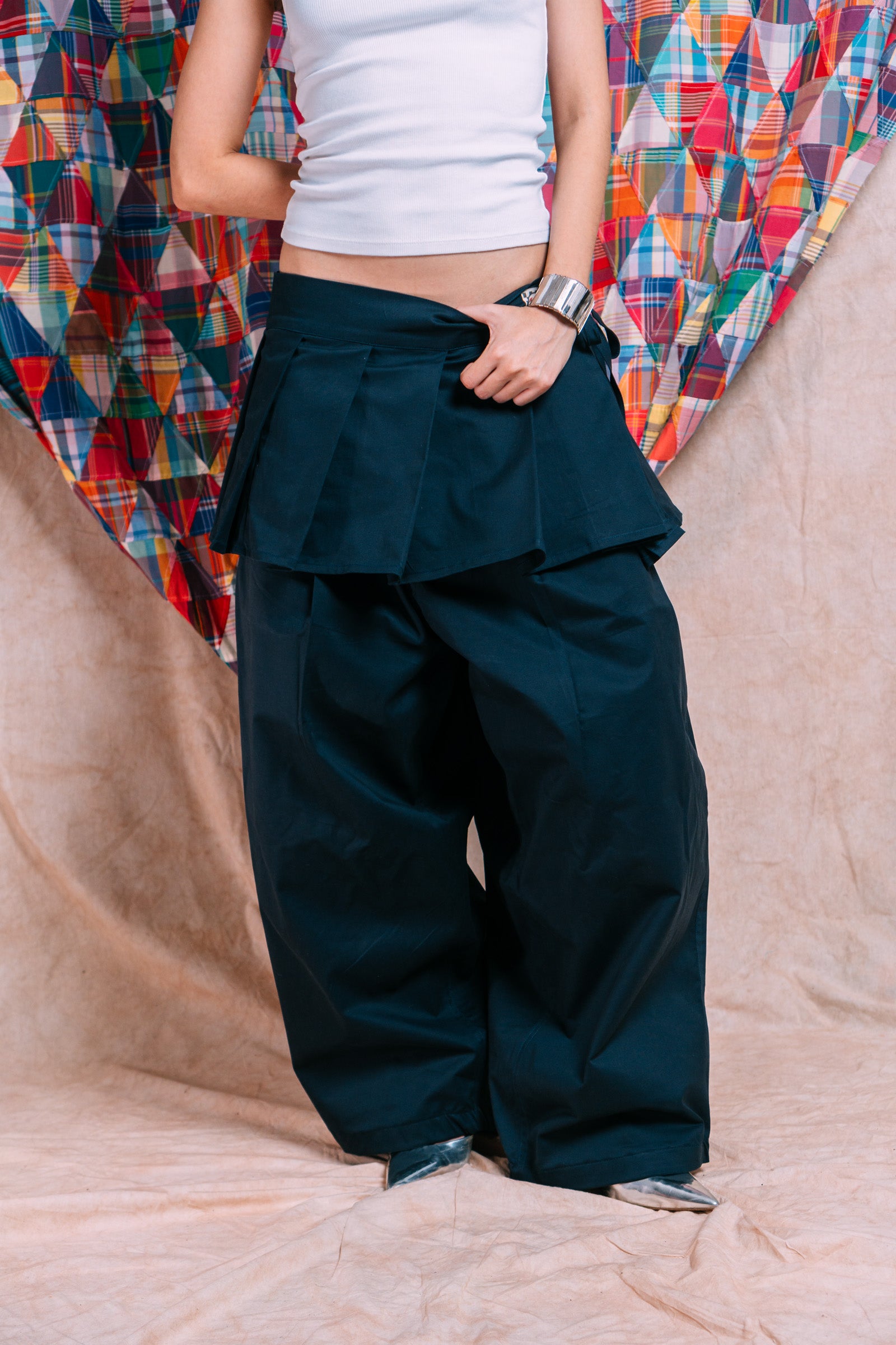 Really Wide Pants with Skirt 'Navy Twill'