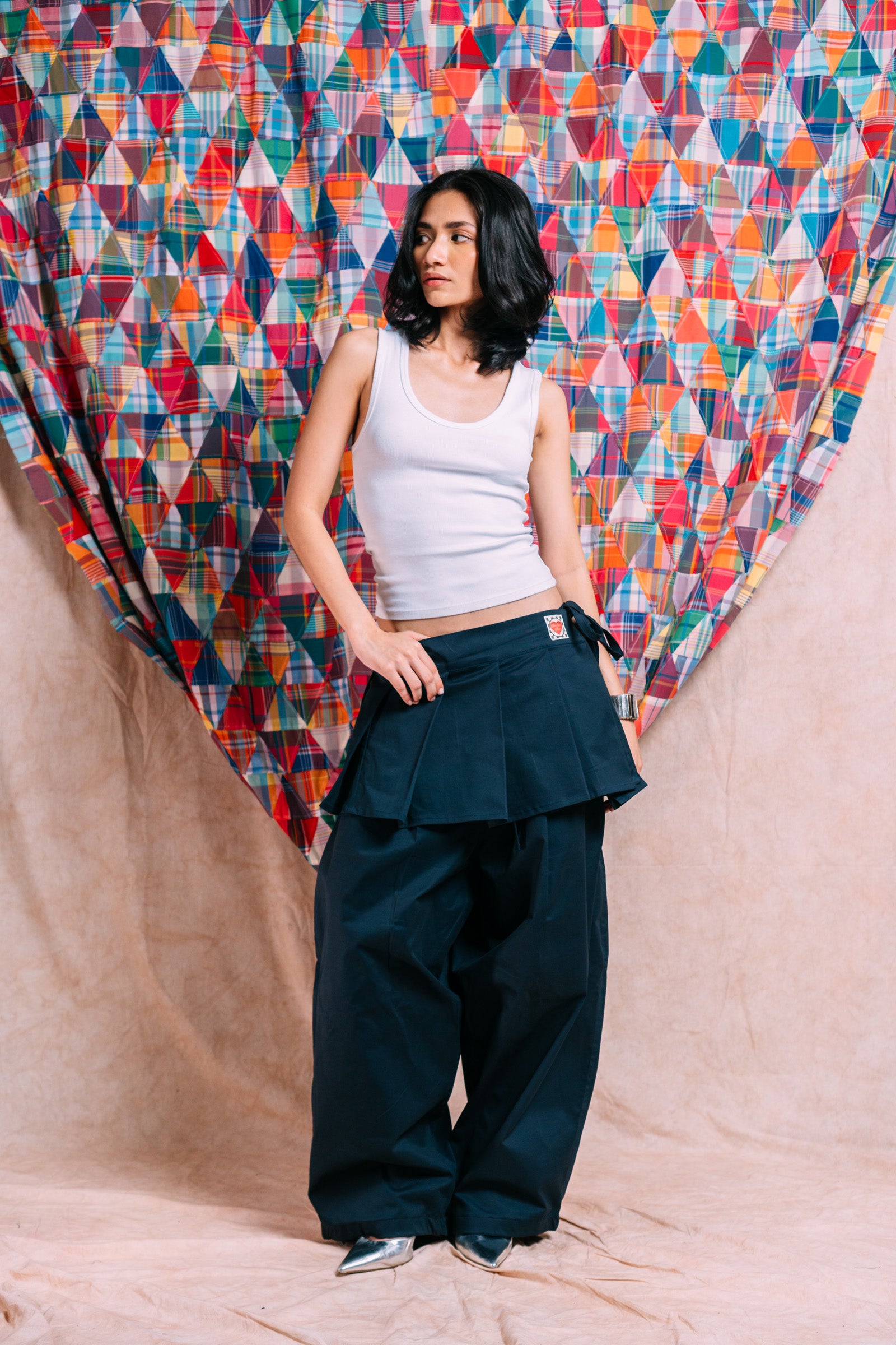 Really Wide Pants with Skirt 'Navy Twill'