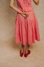 Tiered Skirt 'Red Gingham Check'