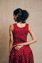 Ruched Top 'Maroon Polka Dots'