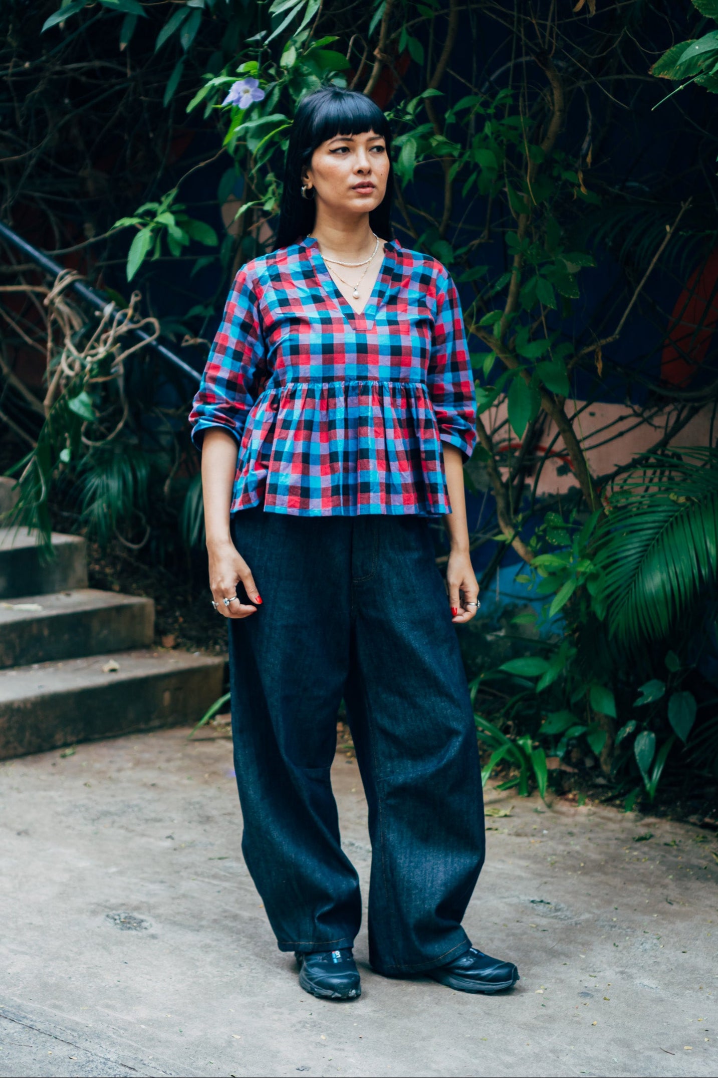 Peplum Top 'Blue Raspberry Handloom'