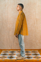 Band Collar Shirt 'Tequila Sunrise Handloom'