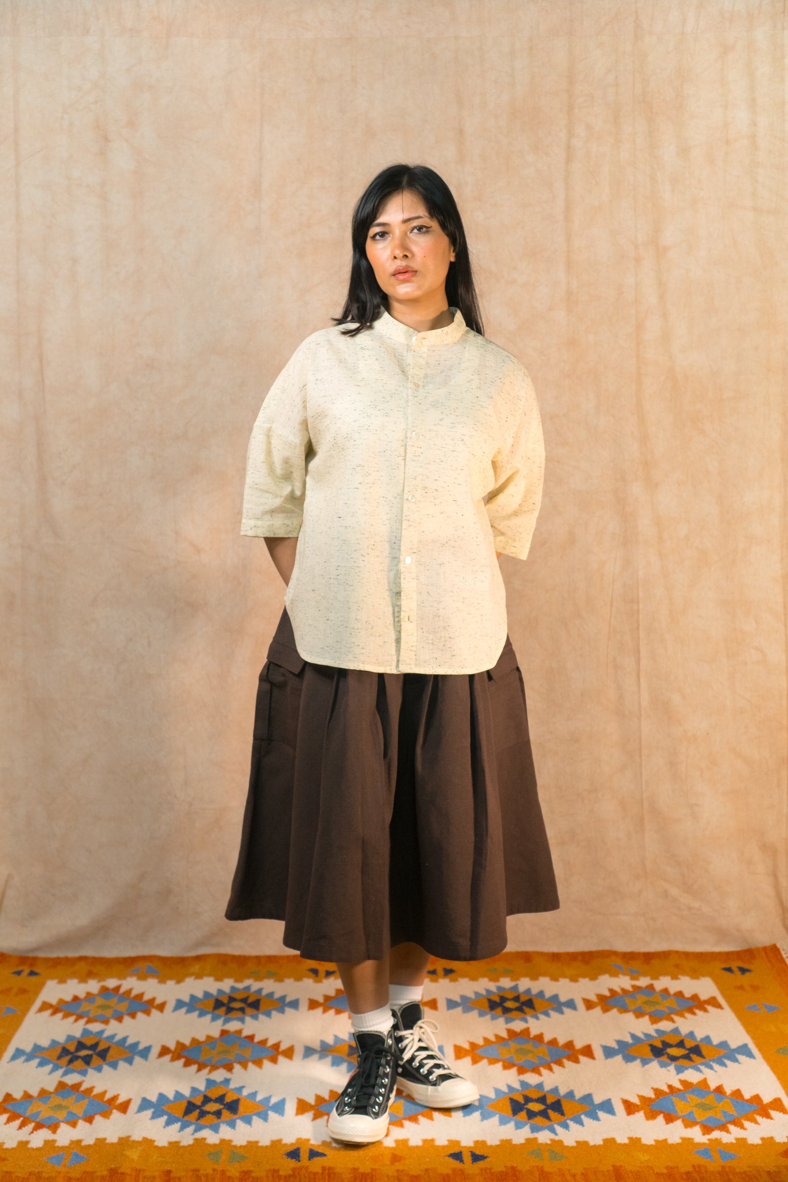 Boxy Shirt 'Oatmeal Oreo Khadi'