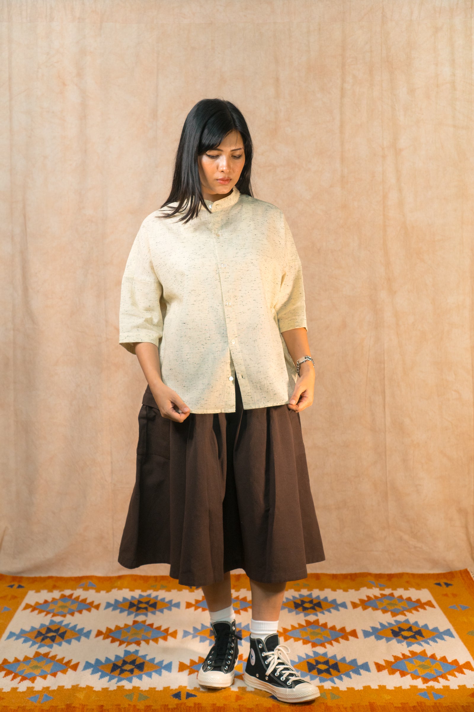 Boxy Shirt 'Oatmeal Oreo Khadi'