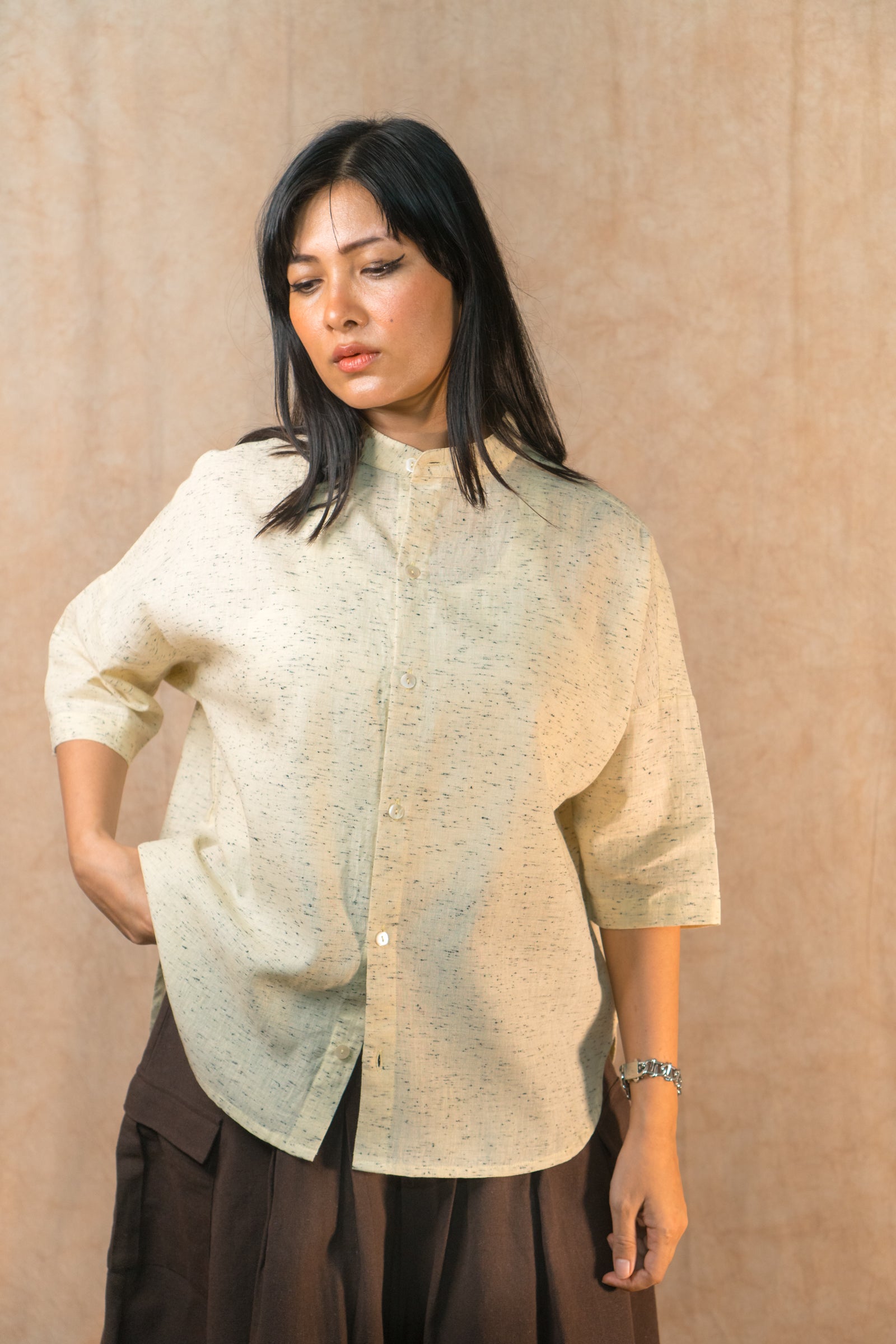Boxy Shirt 'Oatmeal Oreo Khadi'