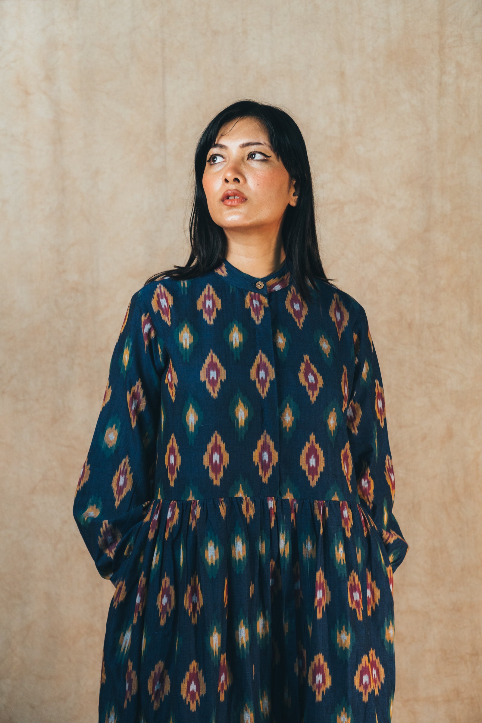 Tiered Summer Dress 'Sapphire Sunset Ikat'