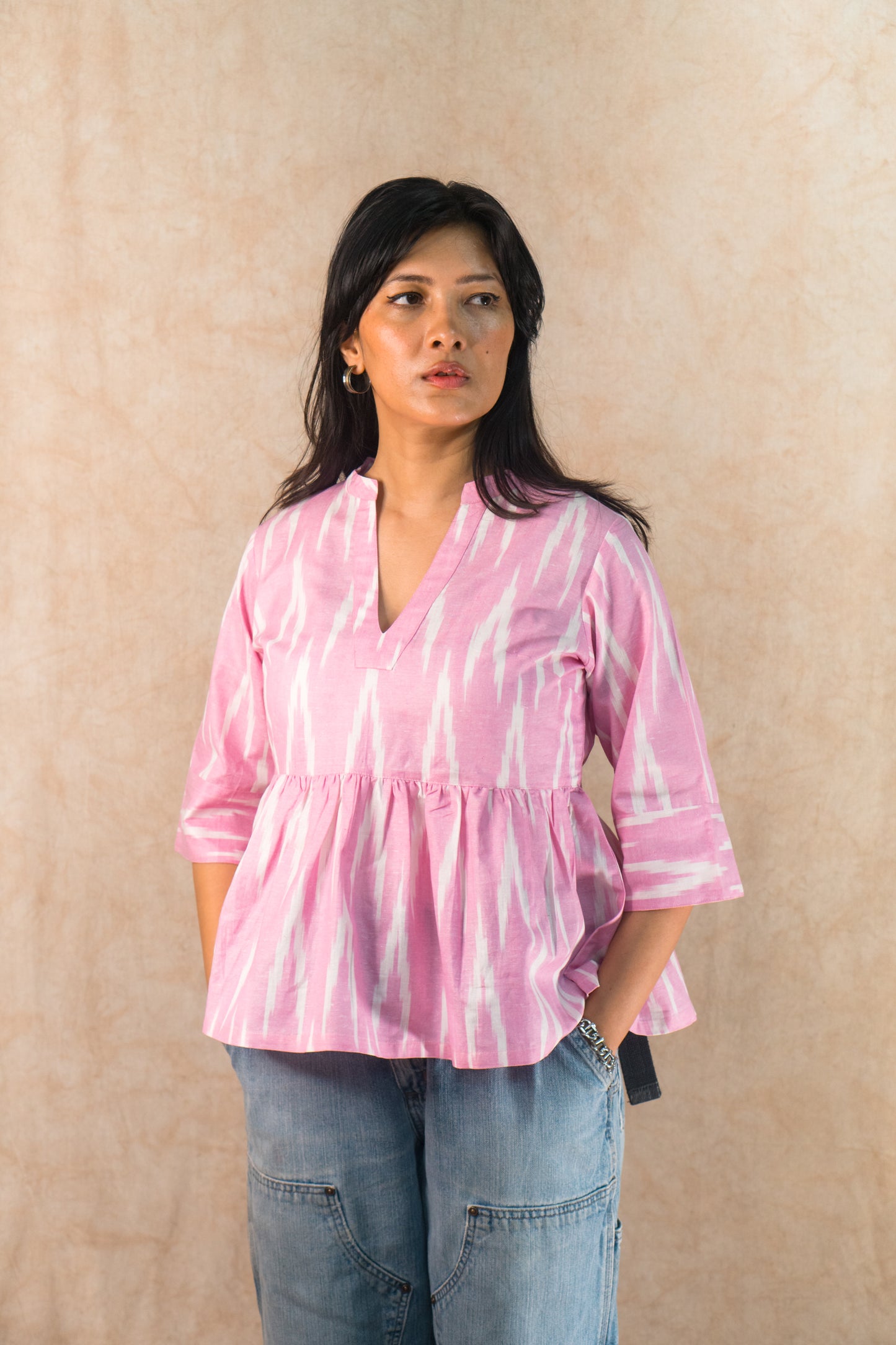 Peplum Top 'Cotton Candy Ikat'