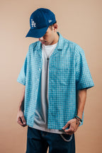S/S Camp Shirt 'Light Blue Graph Check Khadi'