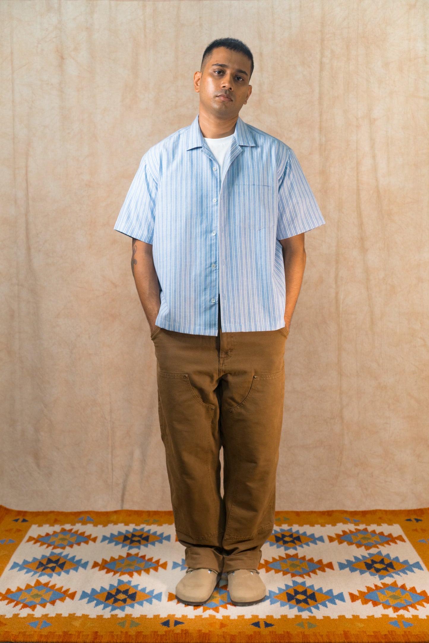 S/S Camp Shirt 'Blue Oxford Khadi'