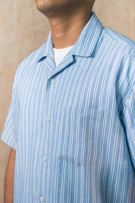S/S Camp Shirt 'Blue Oxford Khadi'