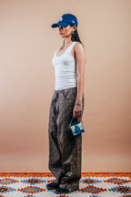 Wide Leg Pants 'Leopard Print Twill'
