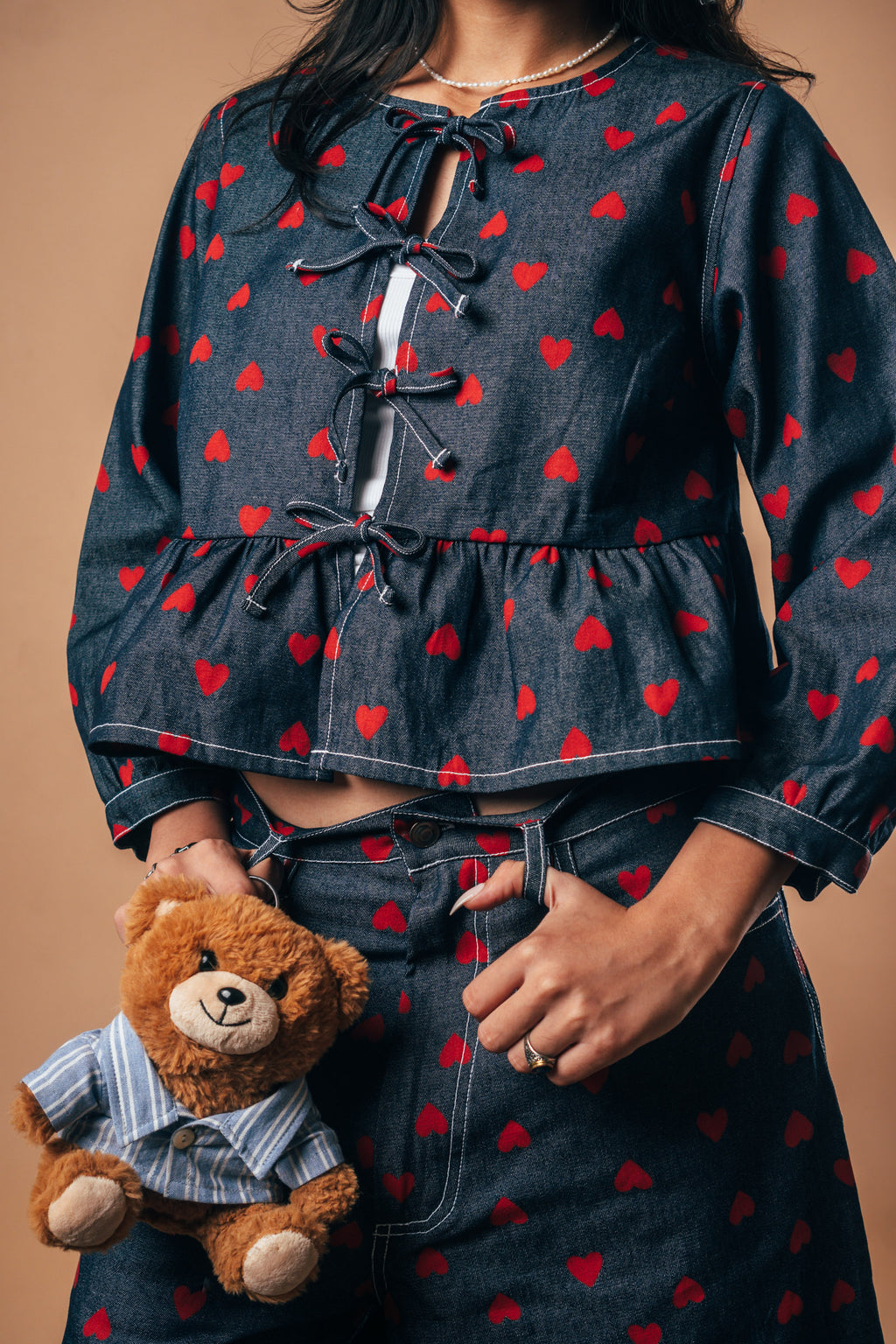 Front Tie Peplum Top 'Kokoro Denim'