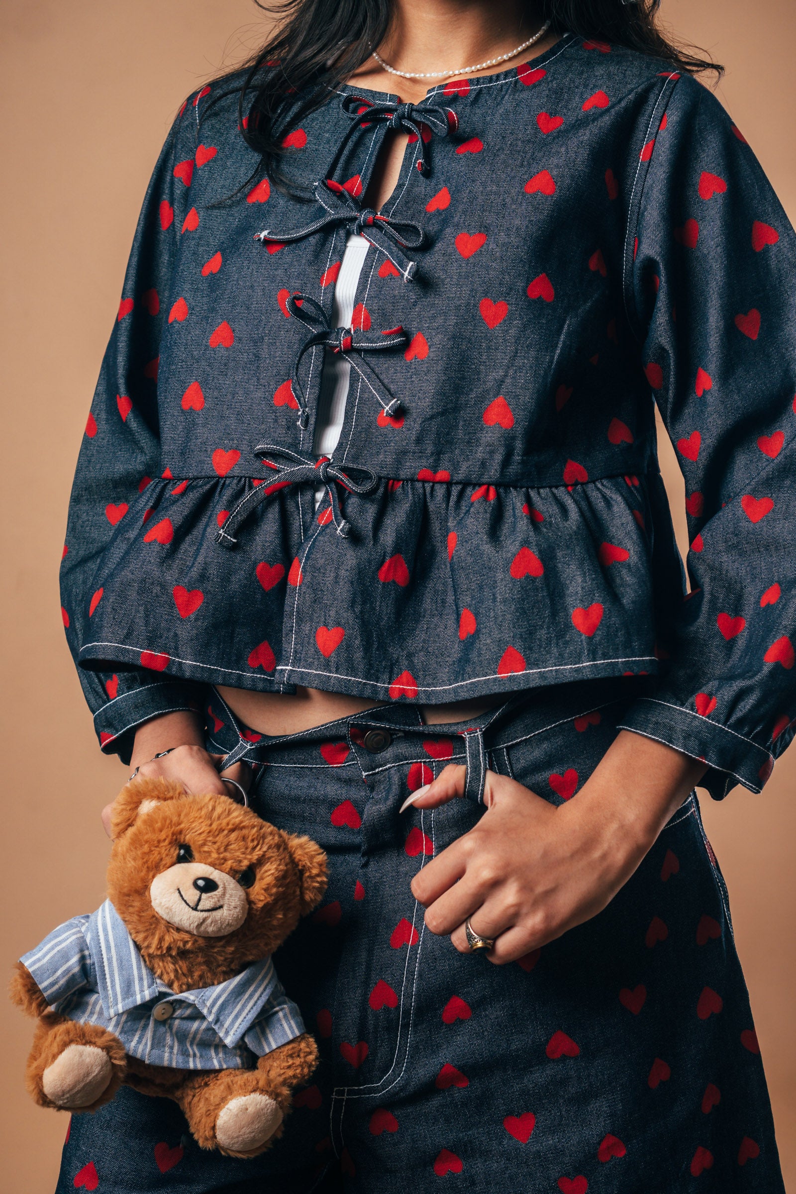 Front Tie Peplum Top 'Kokoro Denim'