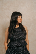 Ruched Top 'White Polka Dots'
