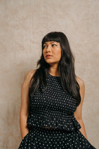 Ruched Top 'White Polka Dots'