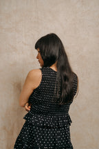 Ruched Top 'White Polka Dots'