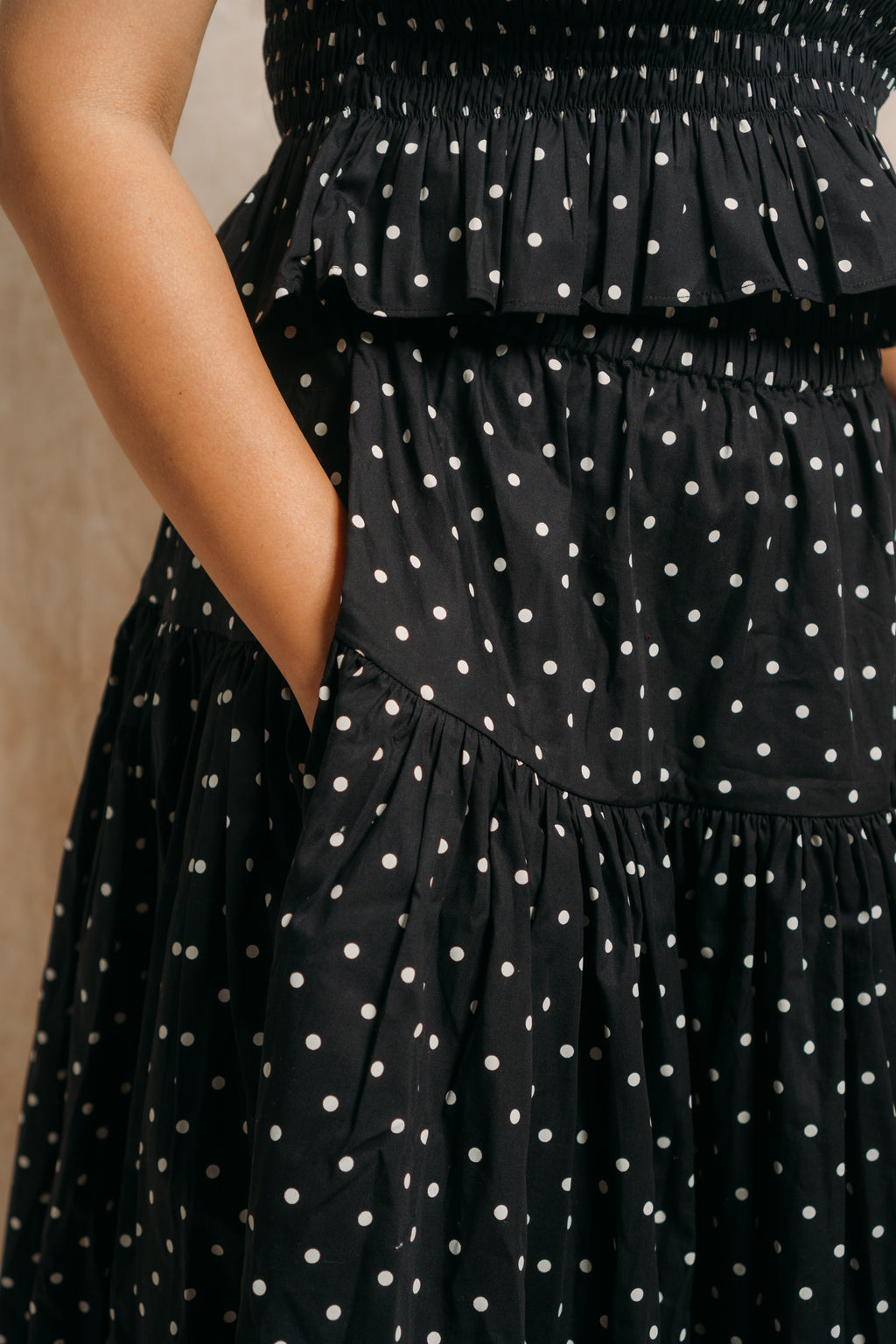 Tiered Skirt 'White Polka Dots'