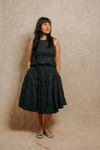 Ruched Top 'White Polka Dots'