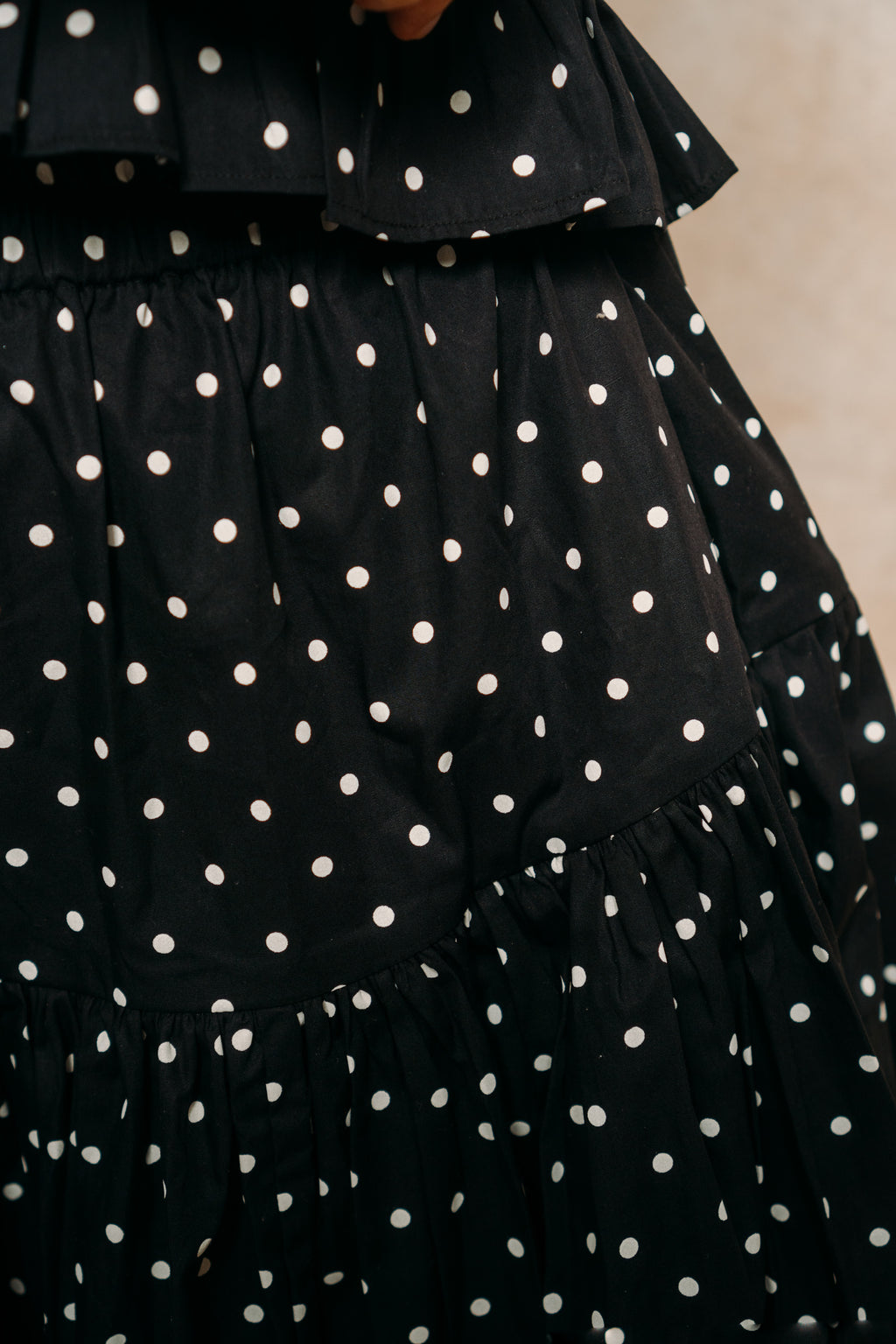 Tiered Skirt 'White Polka Dots'