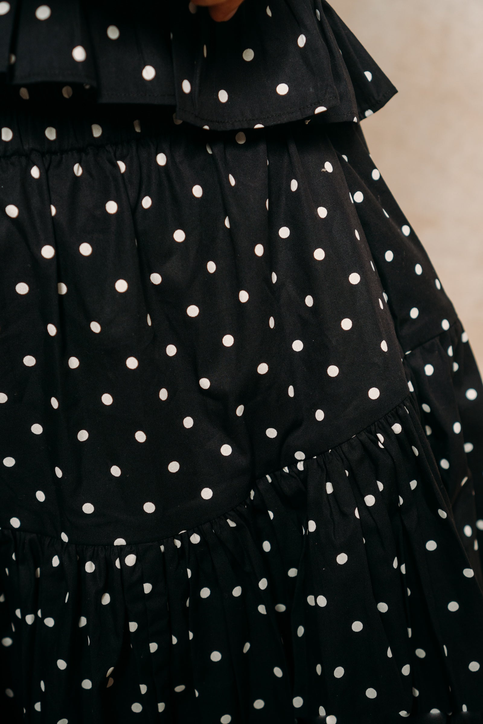 Tiered Skirt 'White Polka Dots'