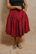 Tiered Skirt 'Maroon Polka Dots'