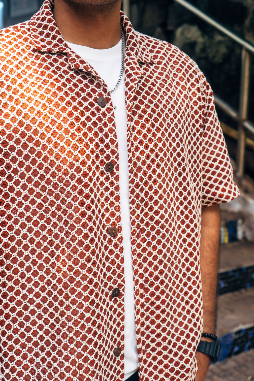 Crochet Shirt 'Brown'