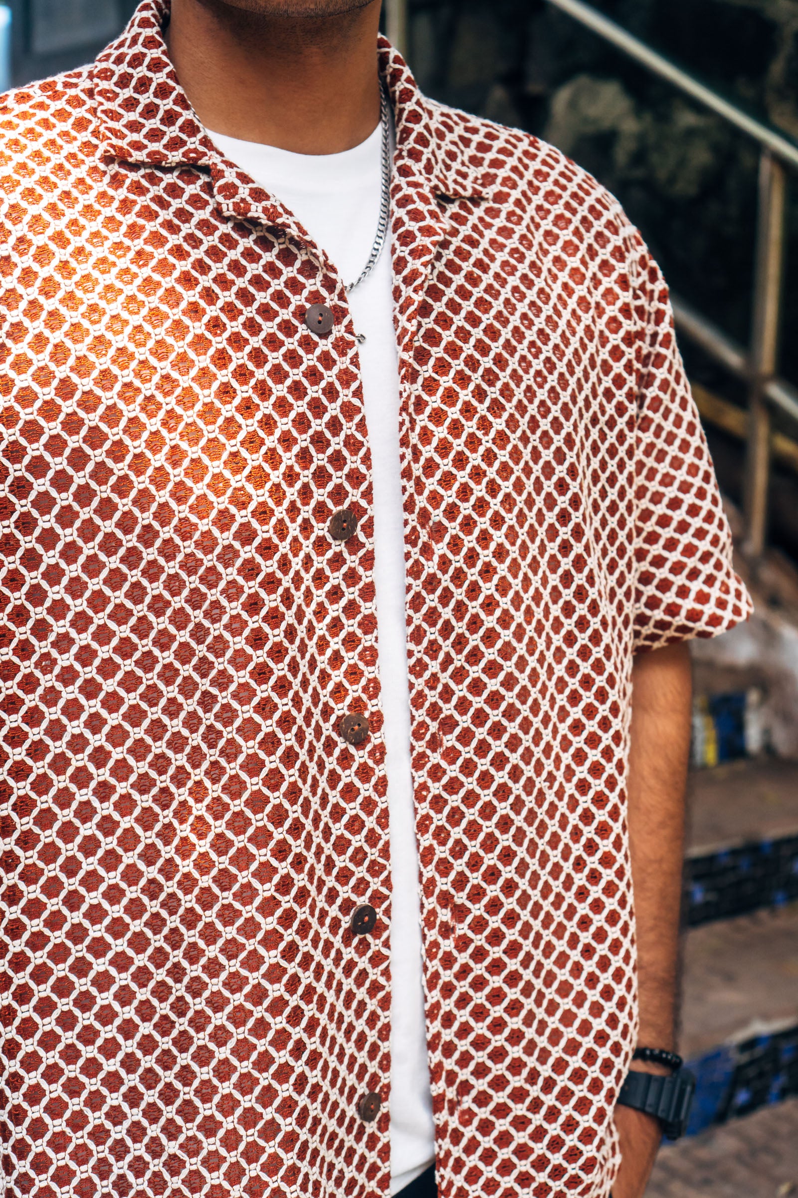 Crochet Shirt 'Brown'