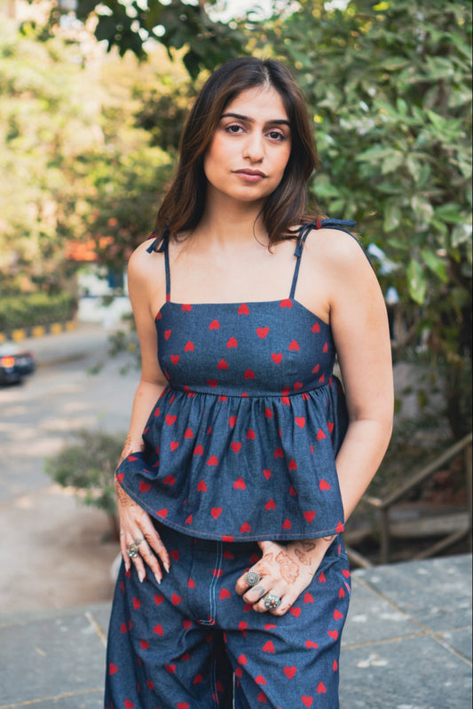 Babydoll Peplum Top 'Kokoro Denim'
