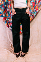 Two-Tie Apron Slouchy Pants 'Black Stripes'