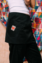 Two-Tie Apron Slouchy Pants 'Black Stripes'