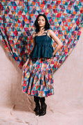 Tiered Skirt 'Madras Patchwork Triangles'
