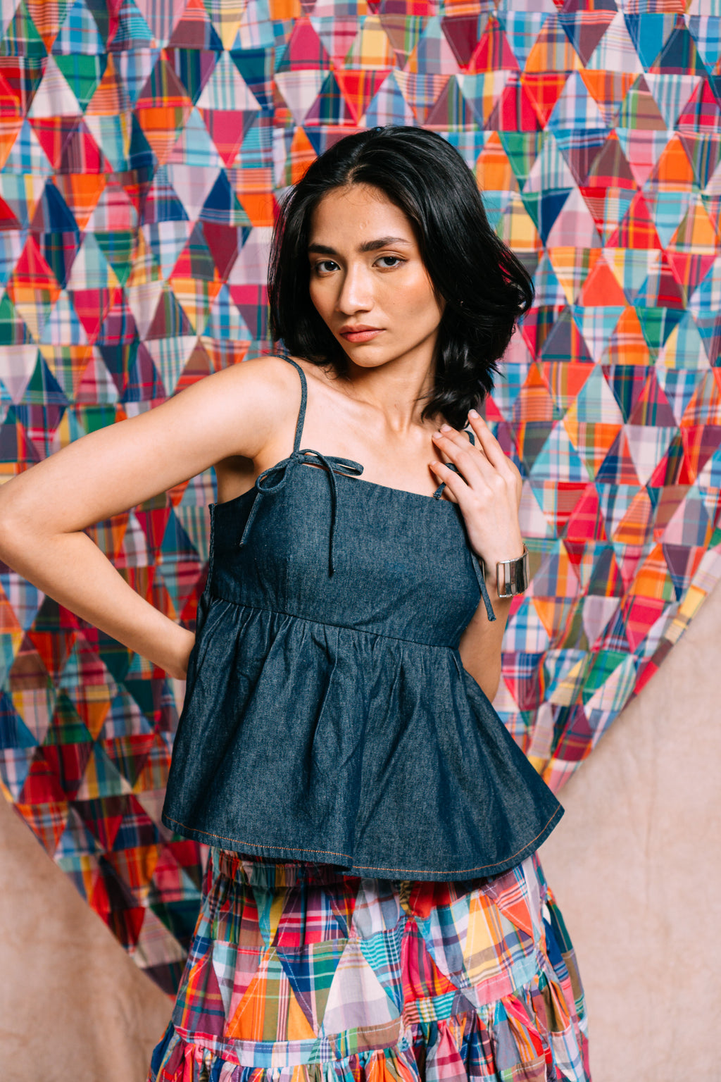Babydoll Peplum Top 'Denim'