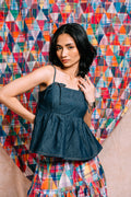 Babydoll Peplum Top 'Denim'