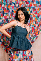 Babydoll Peplum Top 'Denim'