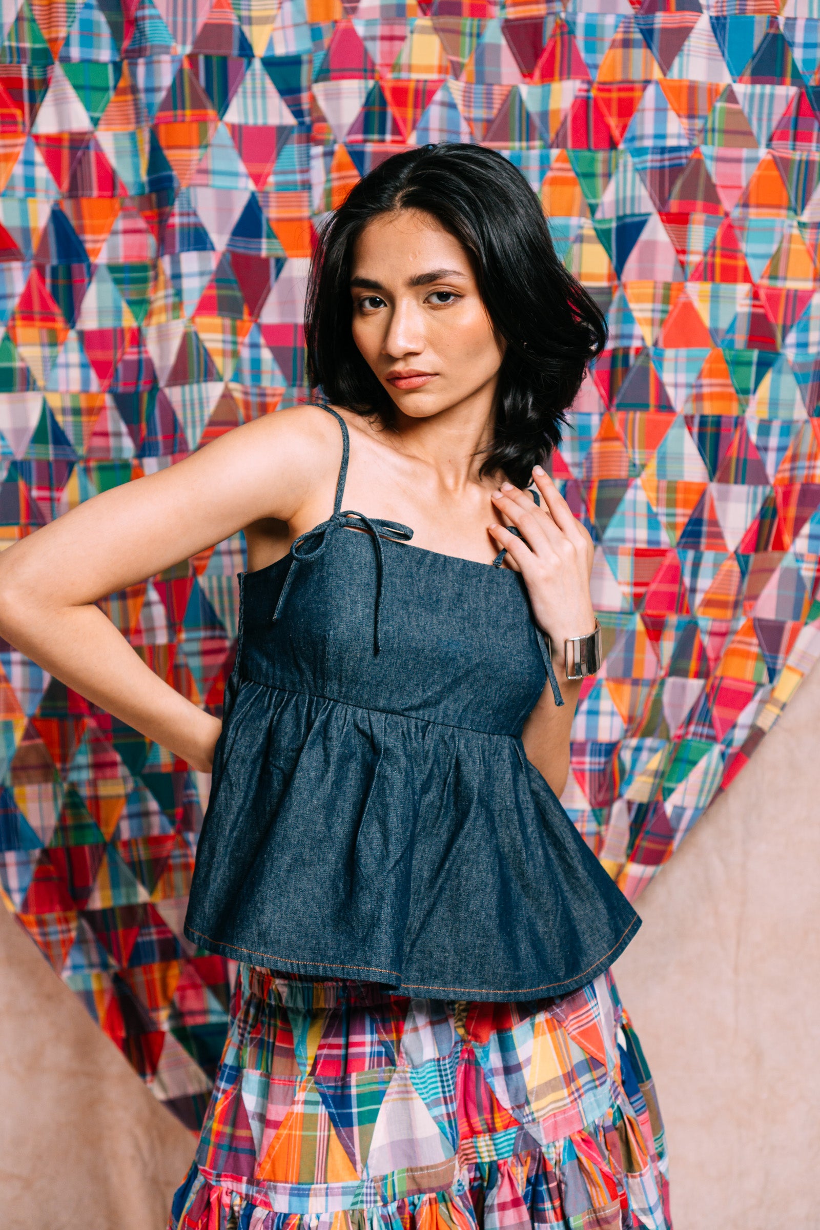 Babydoll Peplum Top 'Denim'