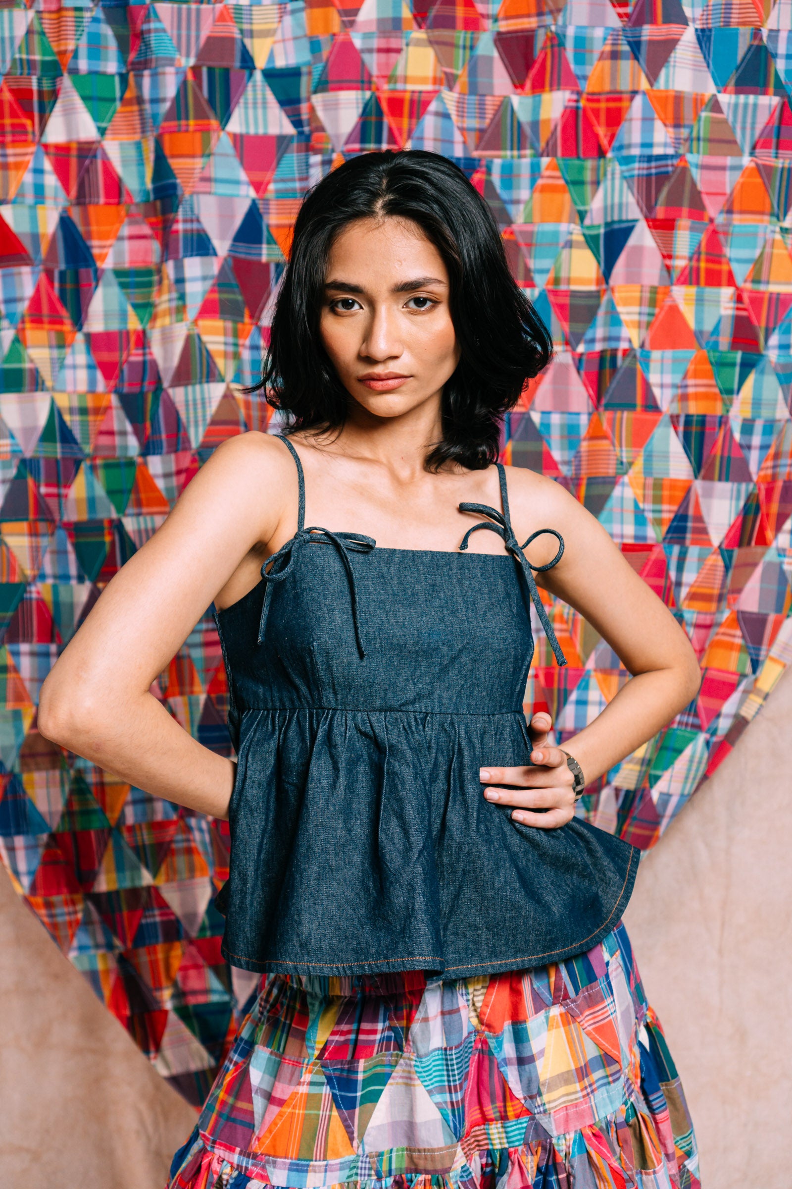 Babydoll Peplum Top 'Denim'